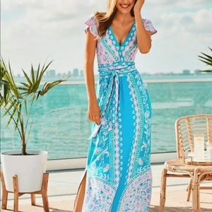 Lilly Pulitzer Esmarella Maxi Dress Turquoise Teal